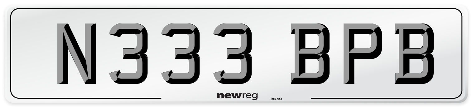 N333 BPB Number Plate from New Reg